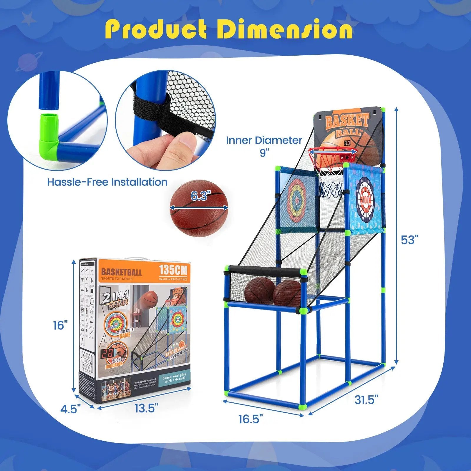 Kids Basketball Arcade Game with Electronic Scoreboard and Sound Effect by DirectDeals