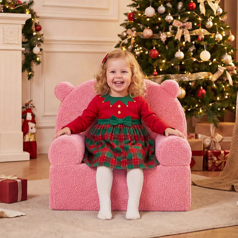Kids Bear Sofa Toddler Foam Couch with Soft Fleece Fabric Cover by DirectDeals