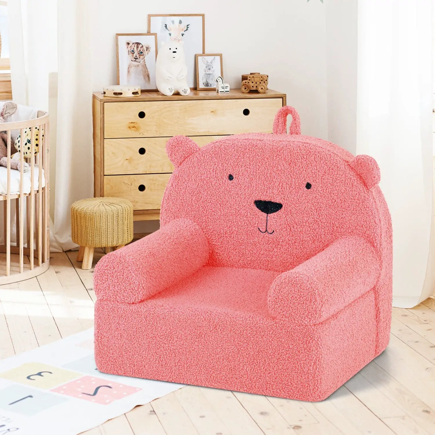 Kids Bear Sofa Toddler Foam Couch with Soft Fleece Fabric Cover by DirectDeals