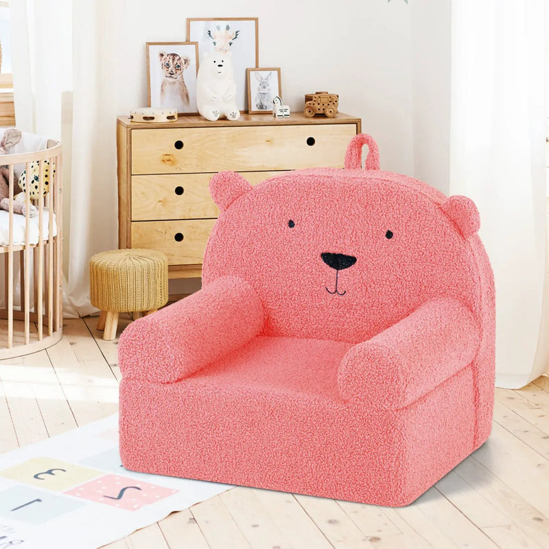 Kids Bear Sofa Toddler Foam Couch with Soft Fleece Fabric Cover by DirectDeals