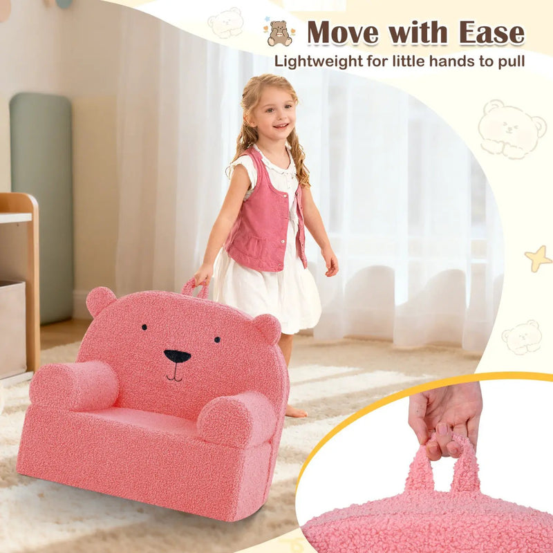 Kids Bear Sofa Toddler Foam Couch with Soft Fleece Fabric Cover by DirectDeals