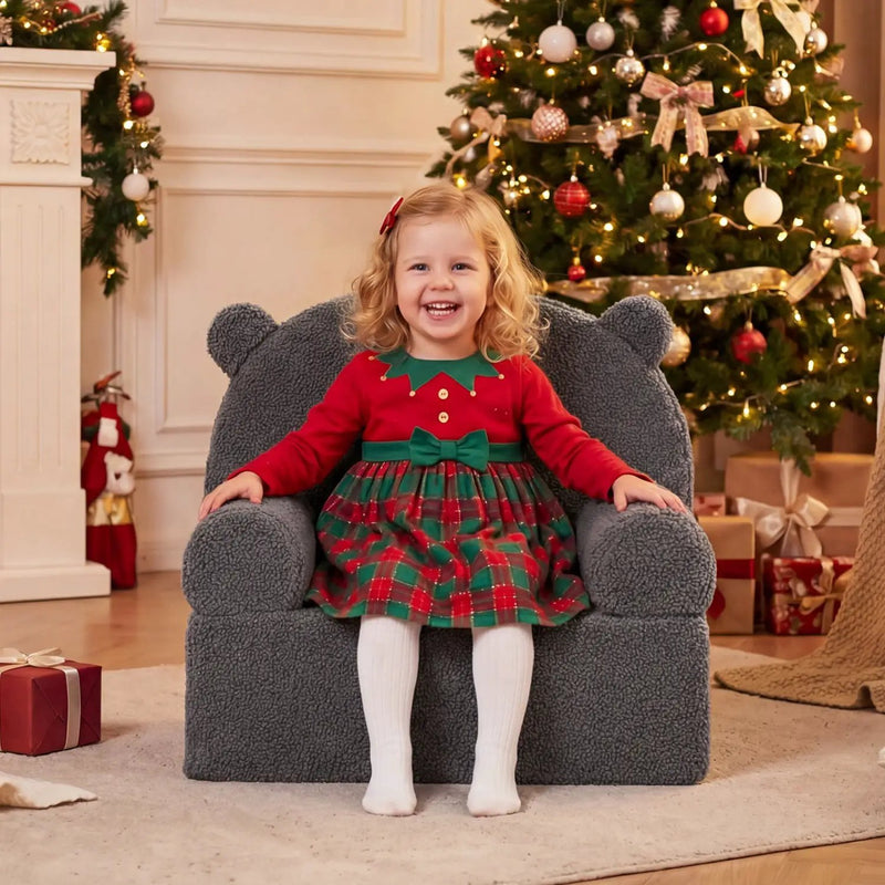 Kids Bear Sofa Toddler Foam Couch with Soft Fleece Fabric Cover by DirectDeals