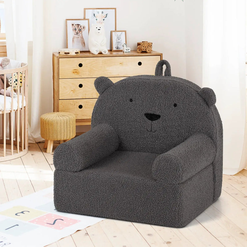 Kids Bear Sofa Toddler Foam Couch with Soft Fleece Fabric Cover by DirectDeals