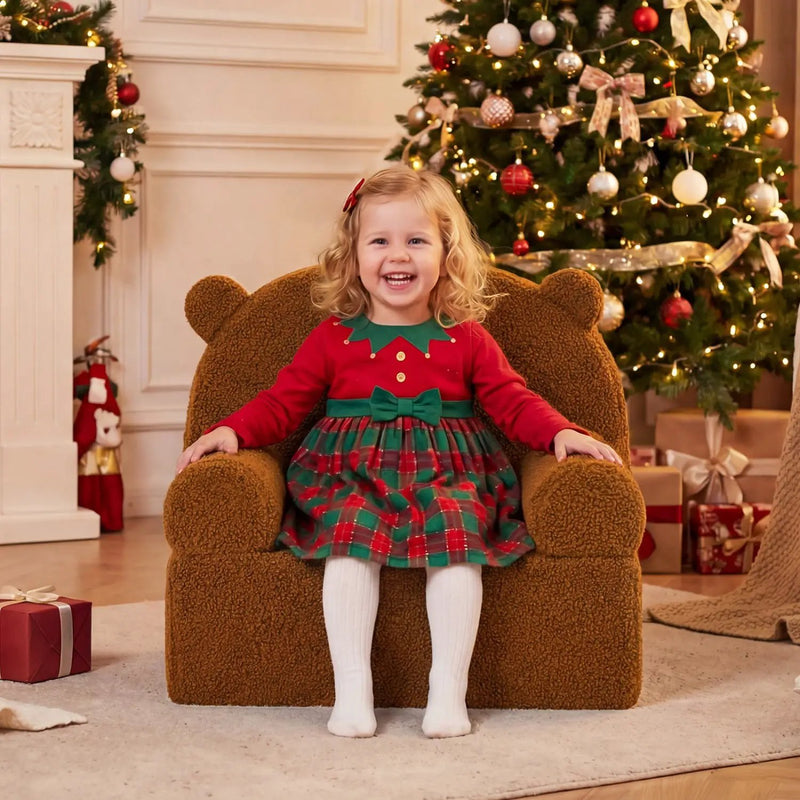 Kids Bear Sofa Toddler Foam Couch with Soft Fleece Fabric Cover by DirectDeals