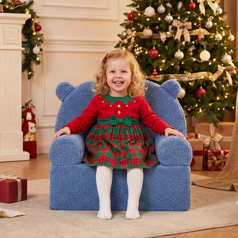 Kids Bear Sofa Toddler Foam Couch with Soft Fleece Fabric Cover by DirectDeals