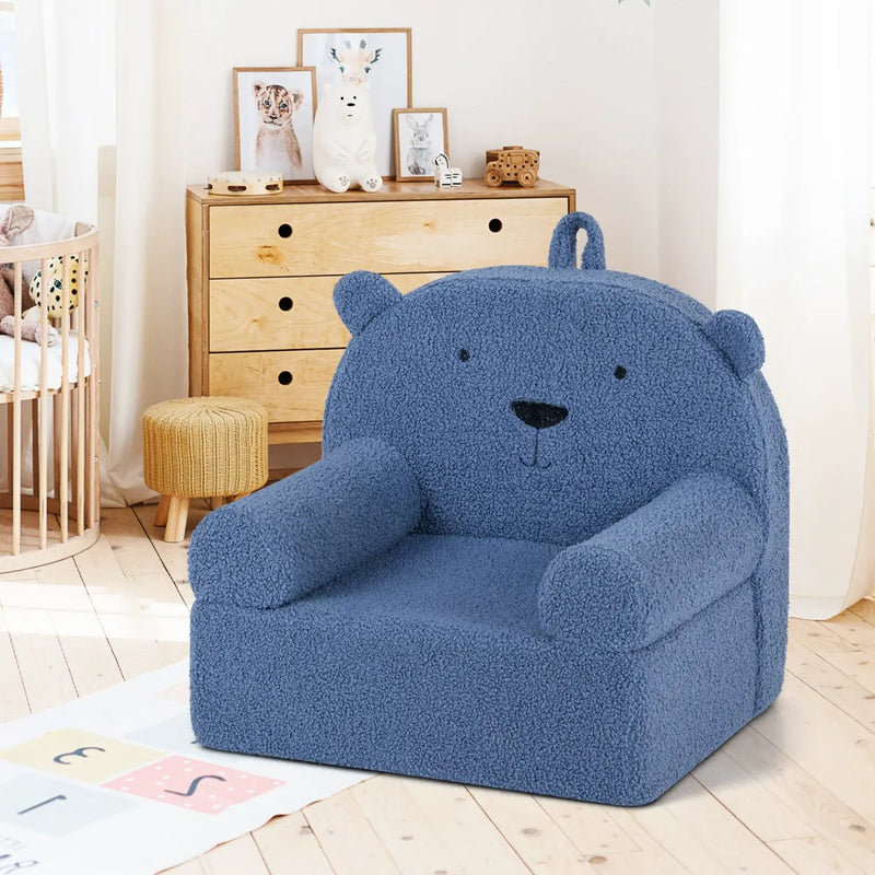 Kids Bear Sofa Toddler Foam Couch with Soft Fleece Fabric Cover by DirectDeals