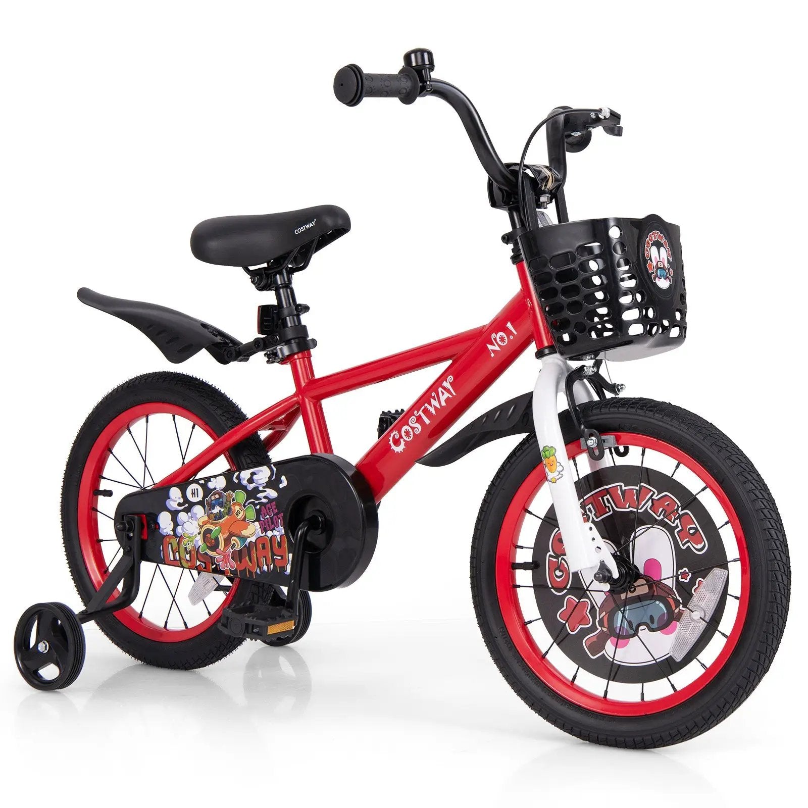 14 Inch Kids Bike Adjustable with Storage Basket and Double Brake for 3-5 Years Old-14 inches by DirectDeals