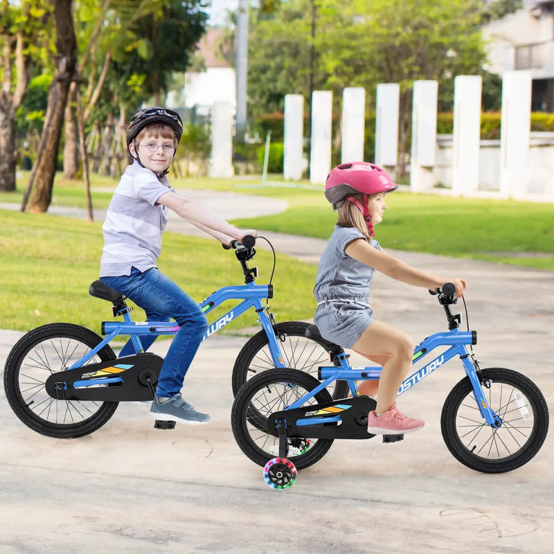 18 Inch Kids Bike LED Lighted Adjustable with Training Wheels for 4-8 Years Old Kids-18 inches by DirectDeals