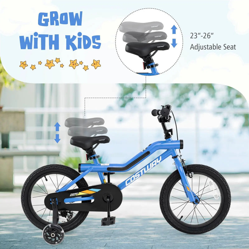 18 Inch Kids Bike LED Lighted Adjustable with Training Wheels for 4-8 Years Old Kids-18 inches by DirectDeals