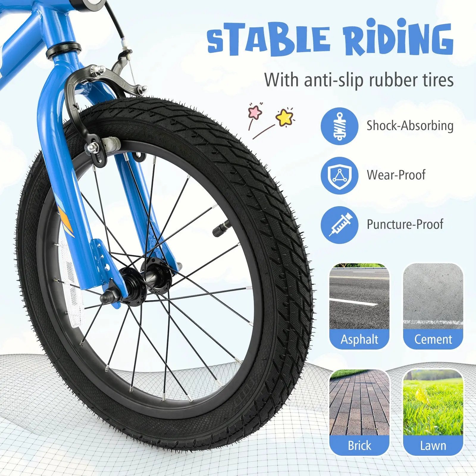 18 Inch Kids Bike LED Lighted Adjustable with Training Wheels for 4-8 Years Old Kids-18 inches by DirectDeals