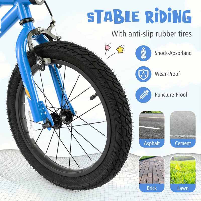18 Inch Kids Bike LED Lighted Adjustable with Training Wheels for 4-8 Years Old Kids-18 inches by DirectDeals