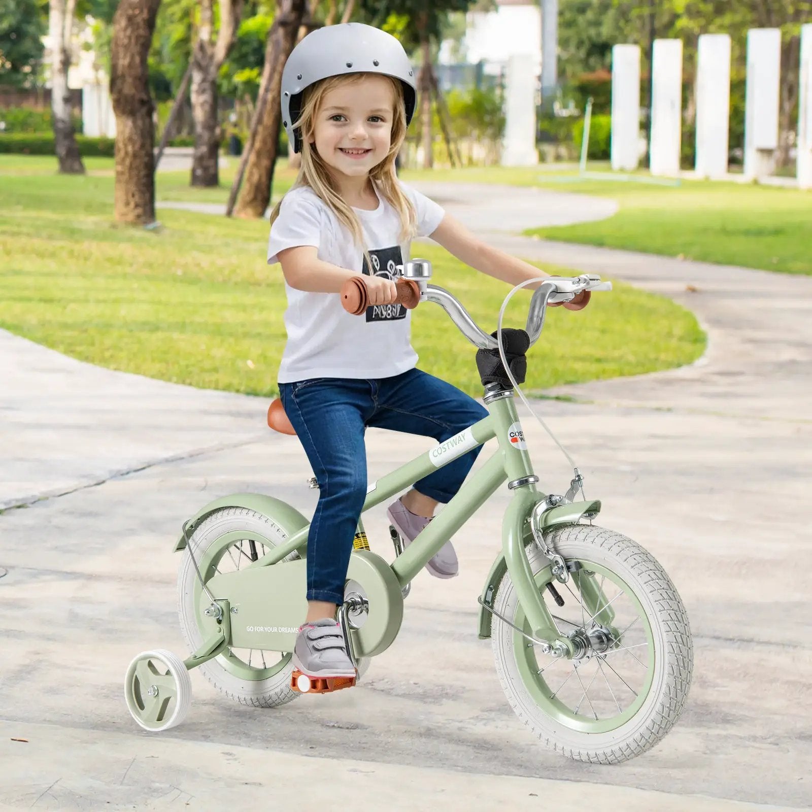 Kids Bike with Adjustable Handlebar and Saddle Green by DirectDeals