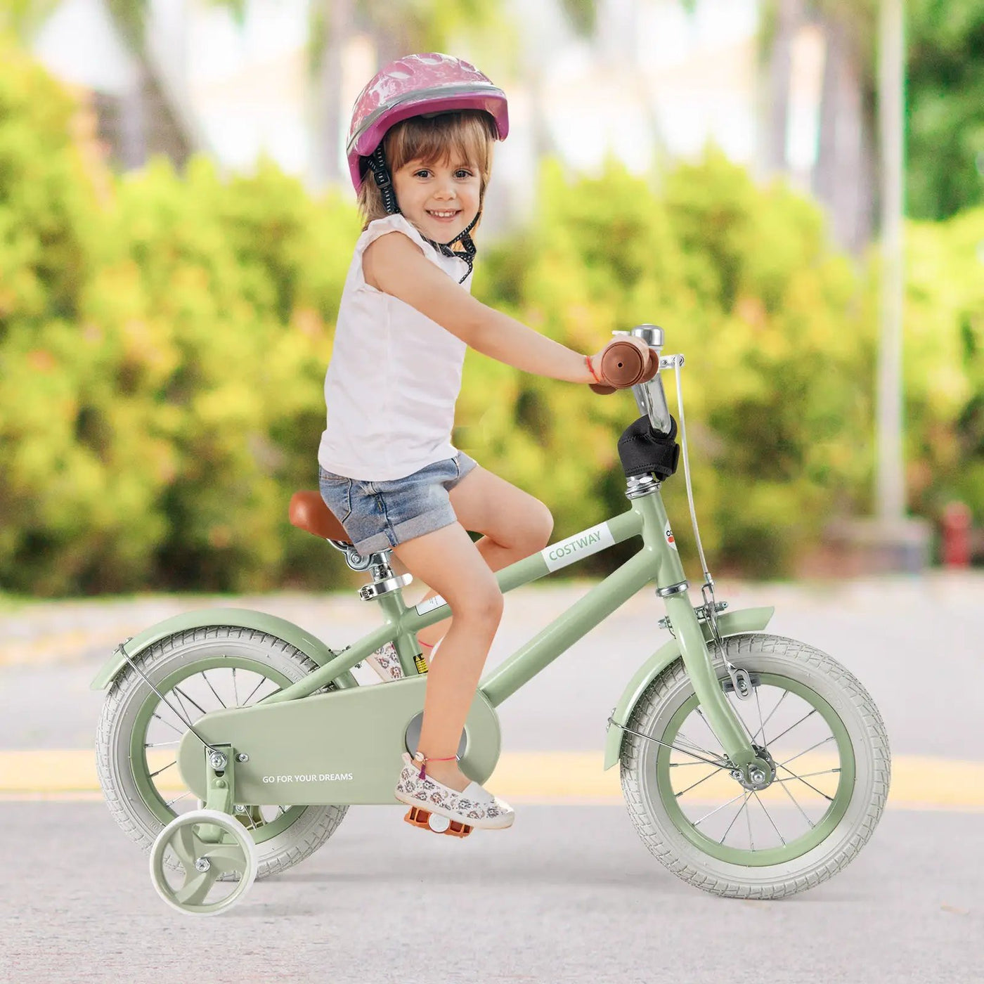 Kids Bike with Adjustable Handlebar and Saddle Green by DirectDeals