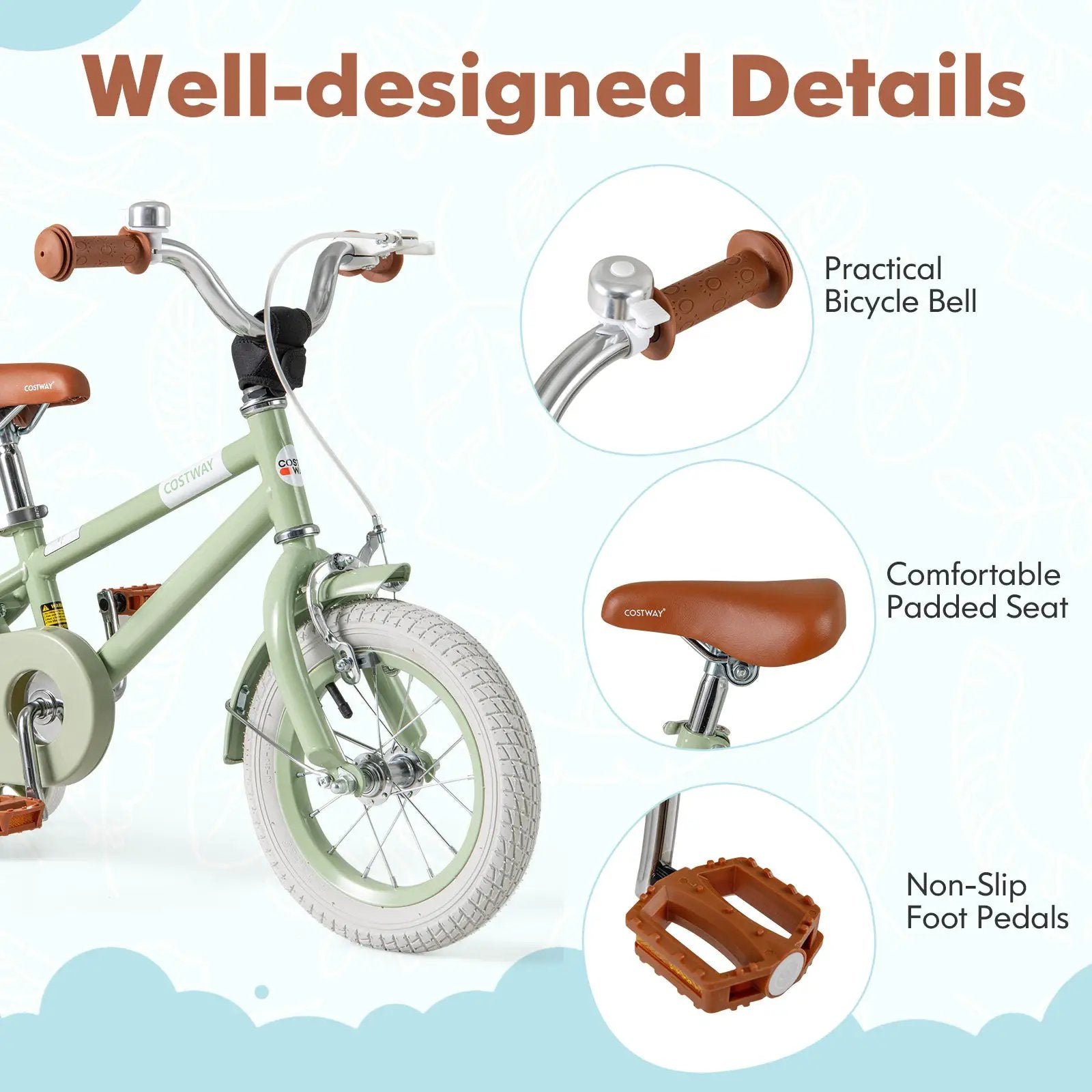 Kids Bike with Adjustable Handlebar and Saddle Green by DirectDeals