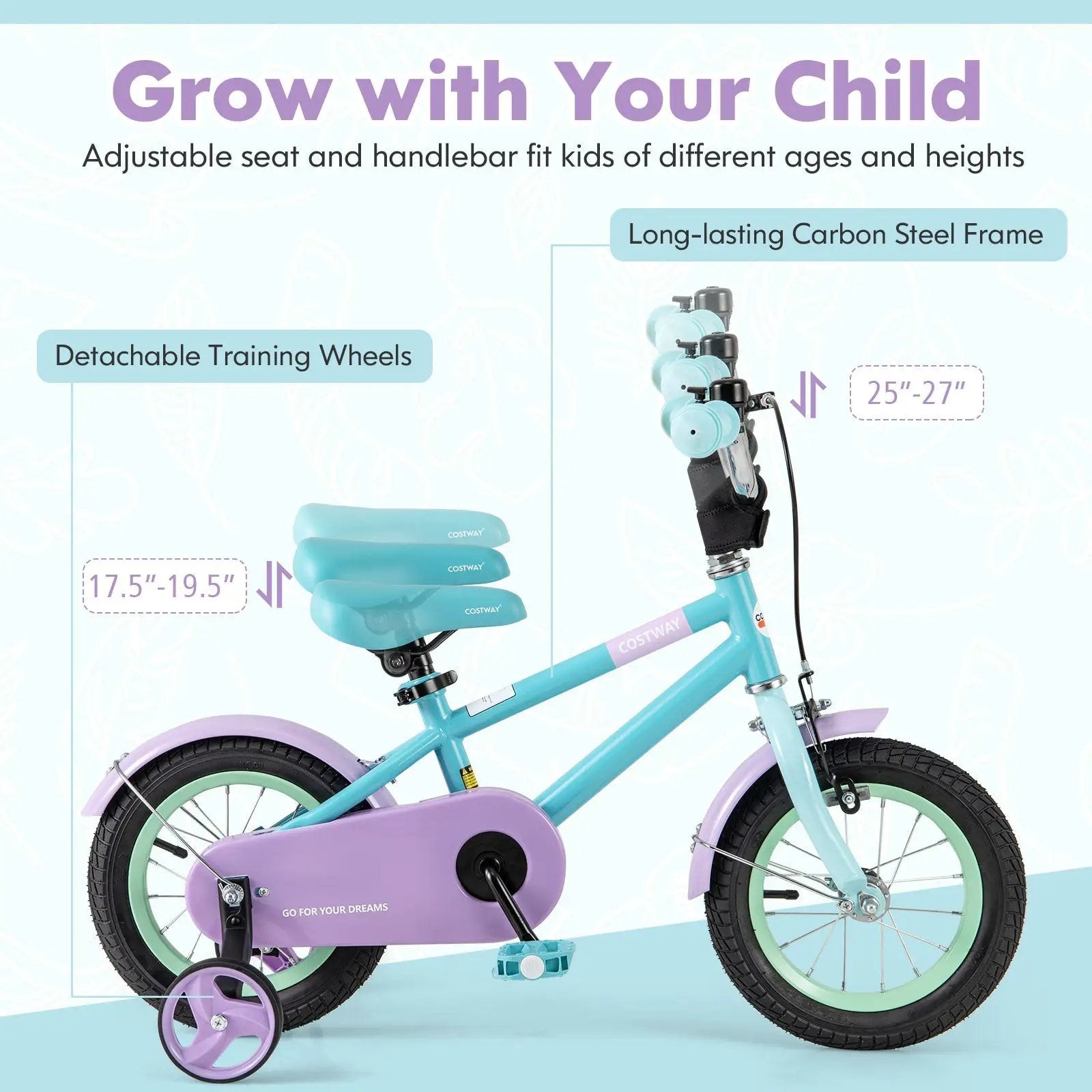 Kids Bike with Adjustable Handlebar and Saddle Purple by DirectDeals