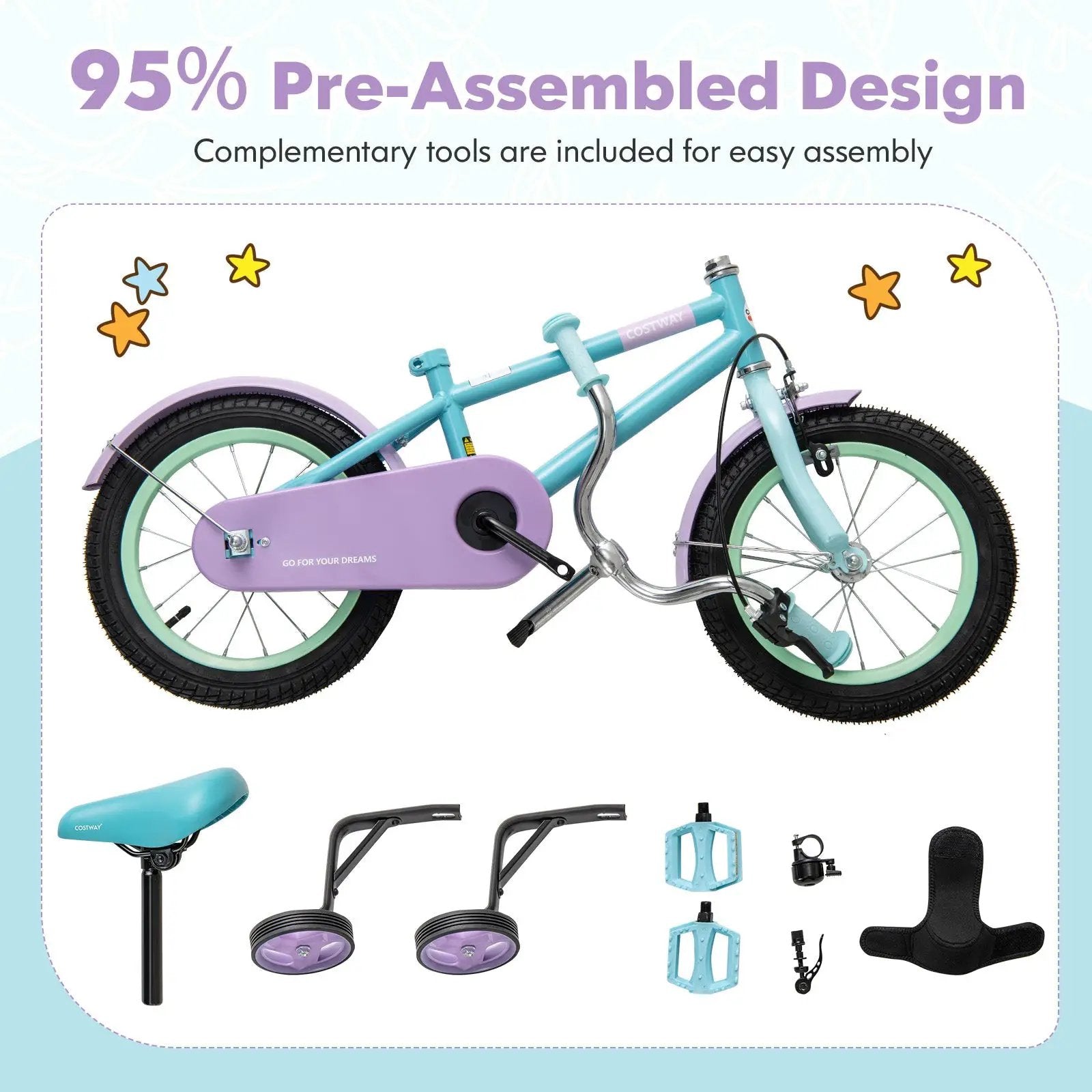 Kids Bike with Adjustable Handlebar and Saddle Purple by DirectDeals