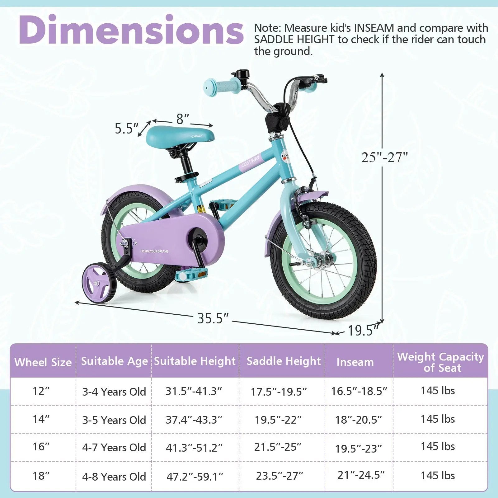 Kids Bike with Adjustable Handlebar and Saddle Purple by DirectDeals