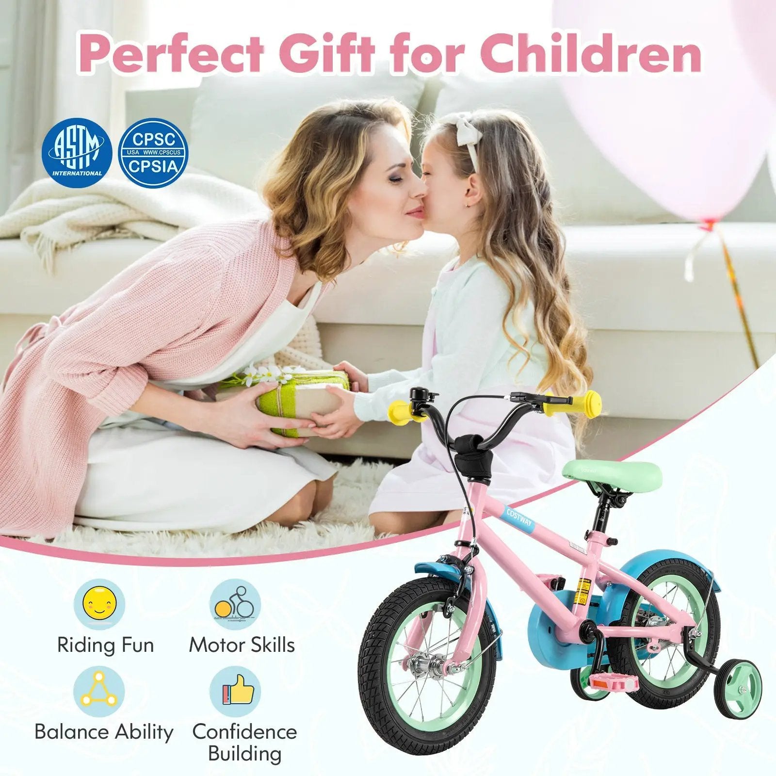 Kids Bike with Adjustable Handlebar and Saddle Pink by DirectDeals
