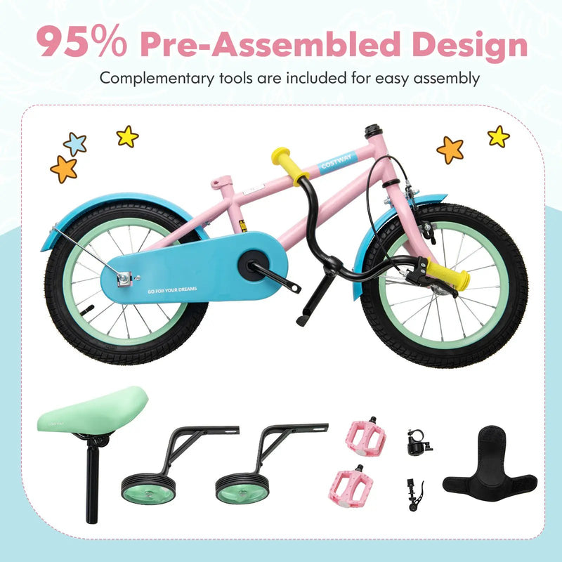 Kids Bike with Adjustable Handlebar and Saddle Pink by DirectDeals