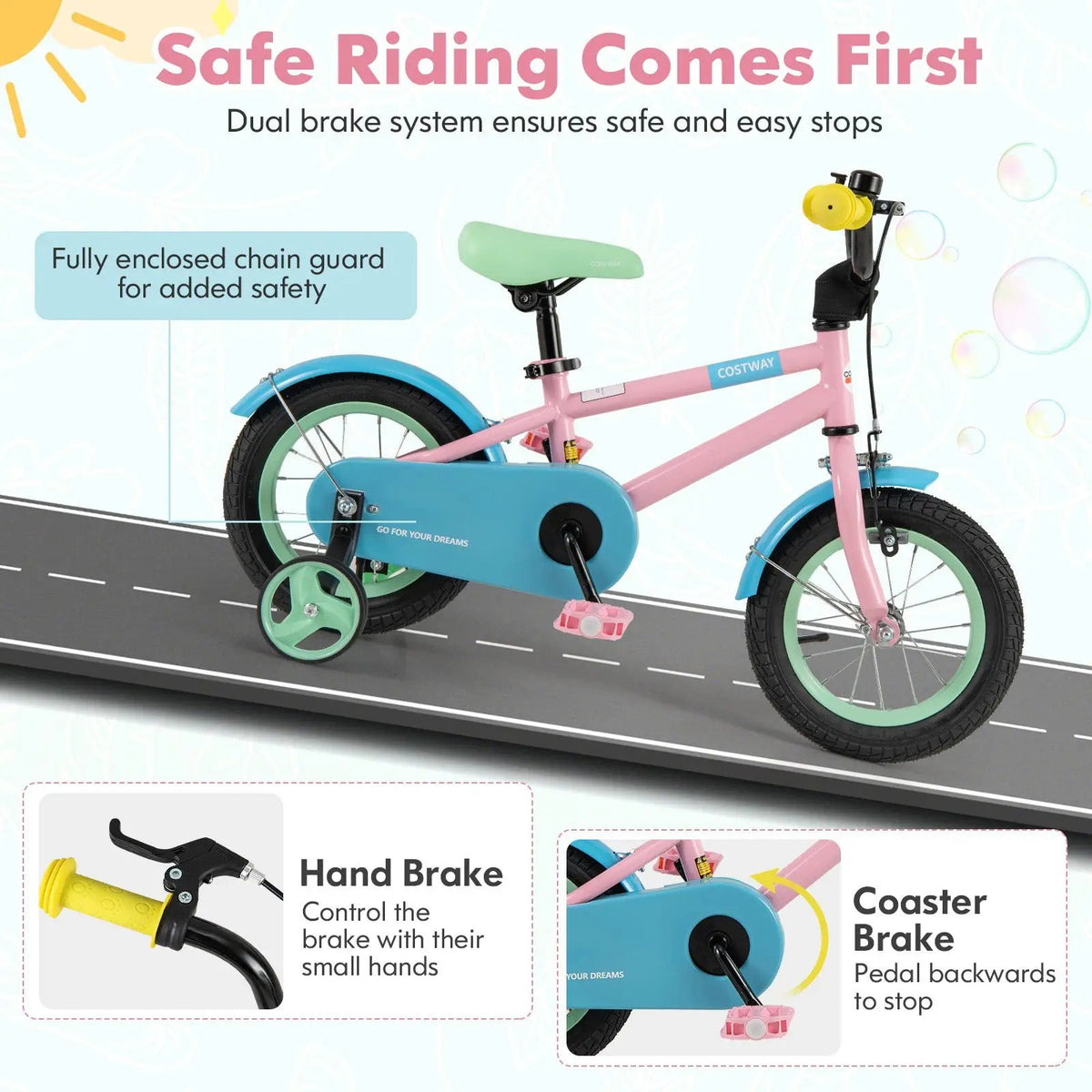 Kids Bike with Adjustable Handlebar and Saddle Pink by DirectDeals