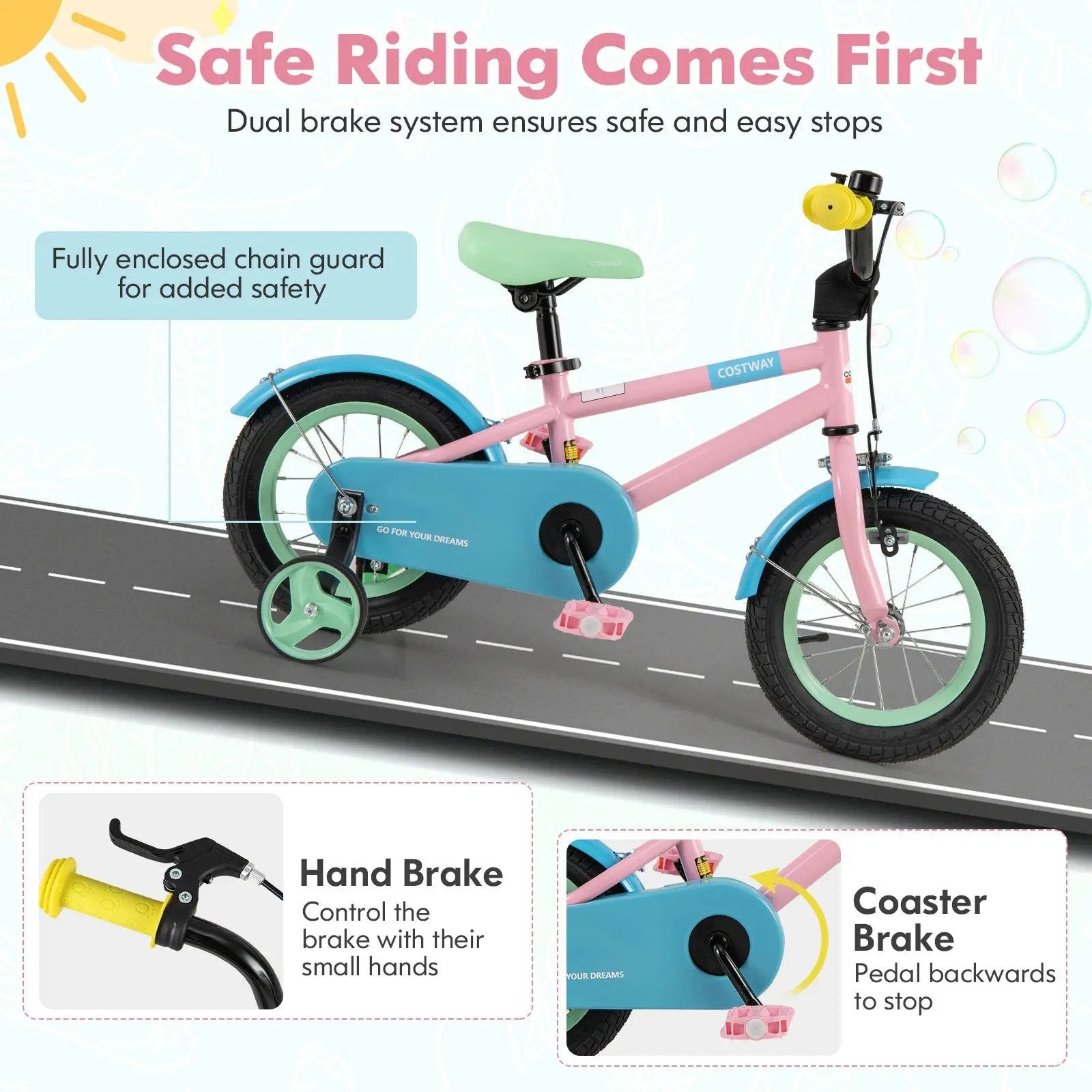 Kids Bike with Adjustable Handlebar and Saddle Pink by DirectDeals