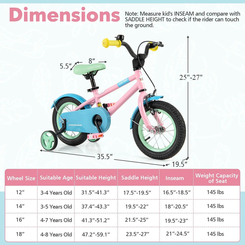Kids Bike with Adjustable Handlebar and Saddle Pink by DirectDeals