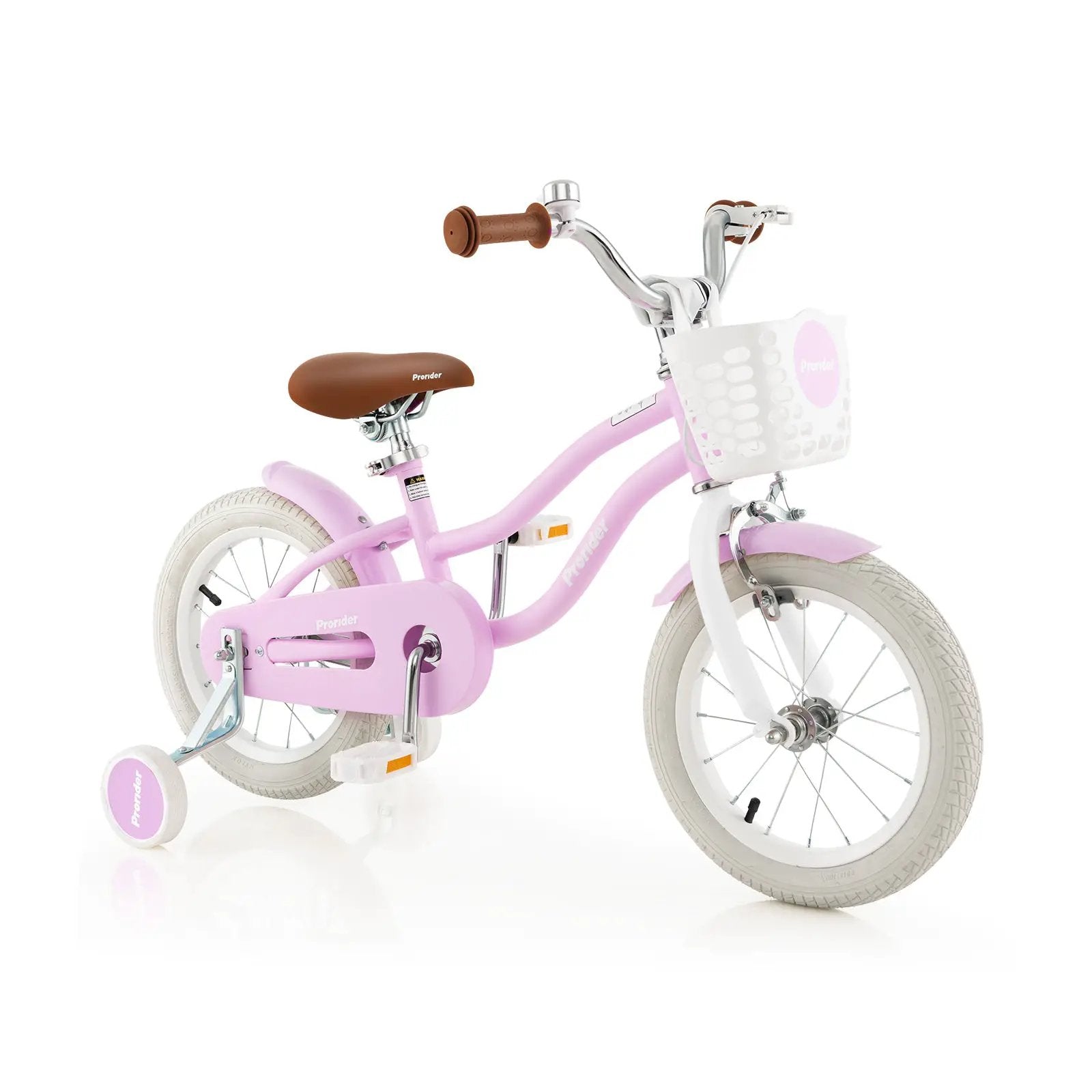 14 Inch Kid's Bike with Removable Training Wheels and Basket-Purple by DirectDeals