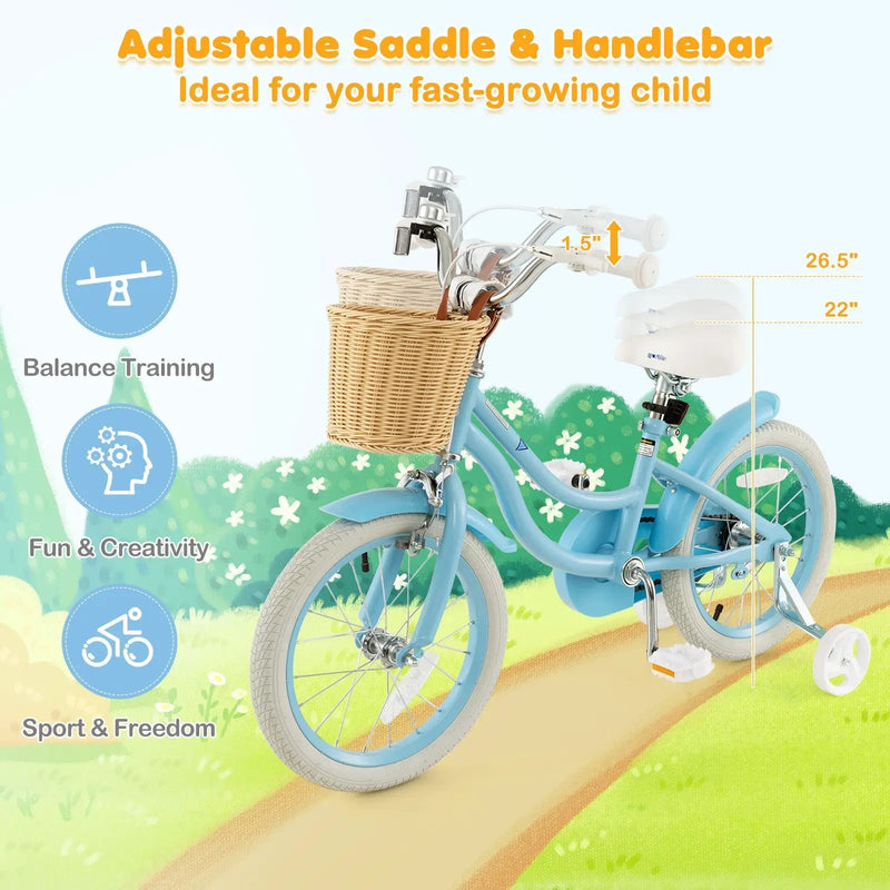 16-Inch Kids Bike with Training Wheels and Adjustable Handlebar Seat by DirectDeals