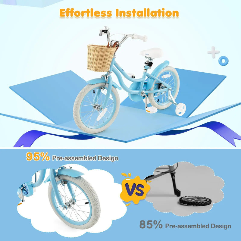 16-Inch Kids Bike with Training Wheels and Adjustable Handlebar Seat by DirectDeals