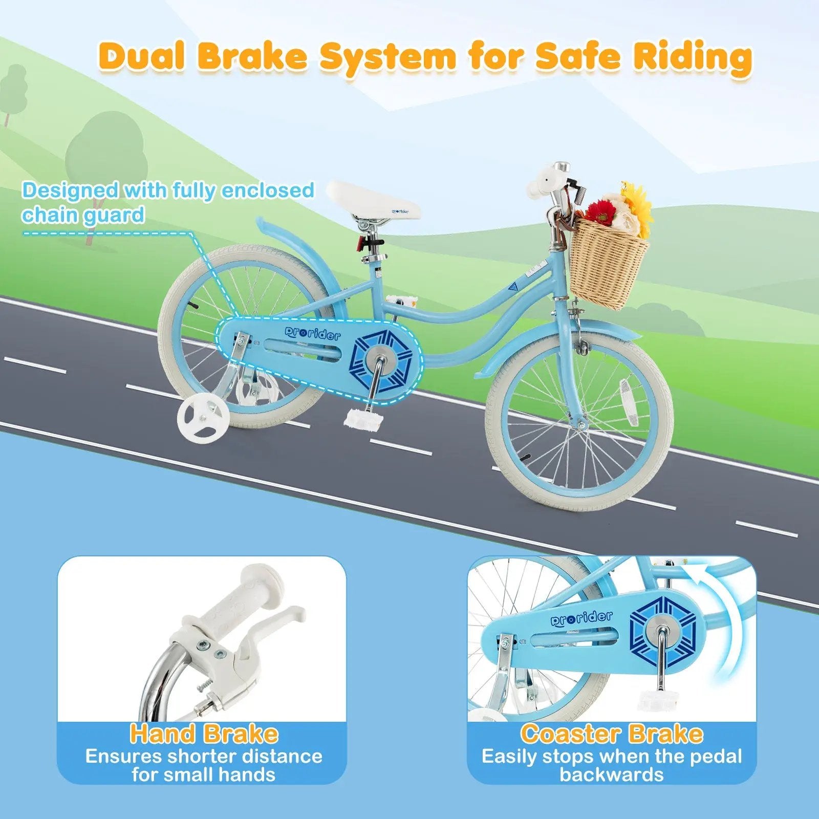 18-Inch Kids Bike with Training Wheels and Adjustable Handlebar Seat by DirectDeals