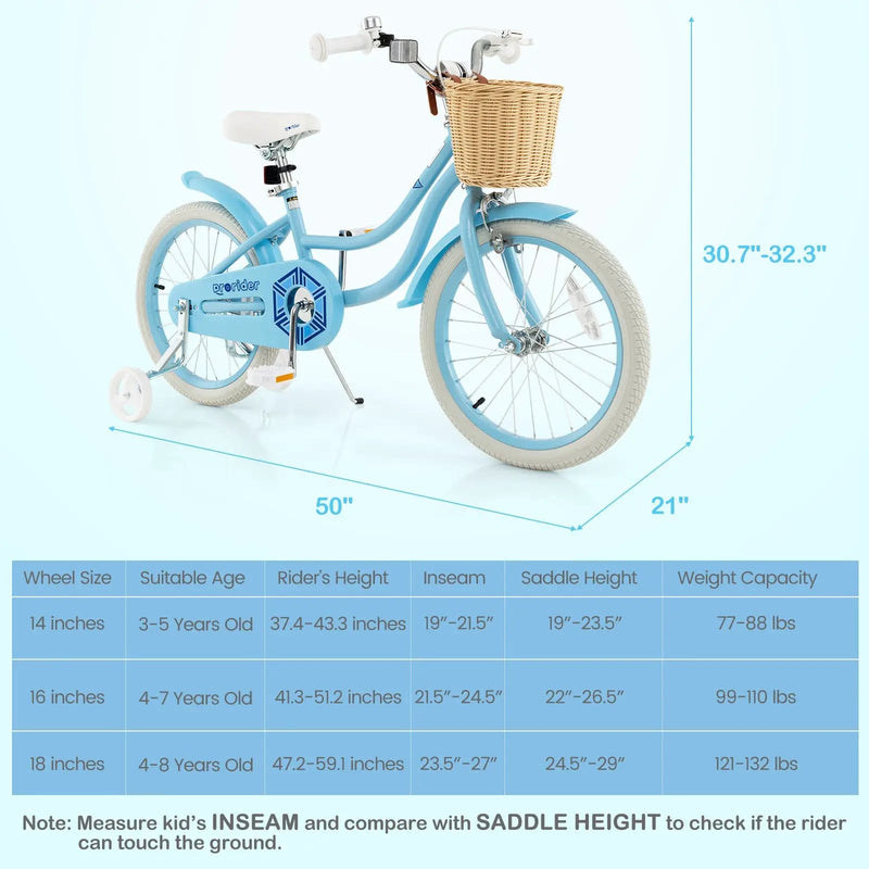 18-Inch Kids Bike with Training Wheels and Adjustable Handlebar Seat by DirectDeals
