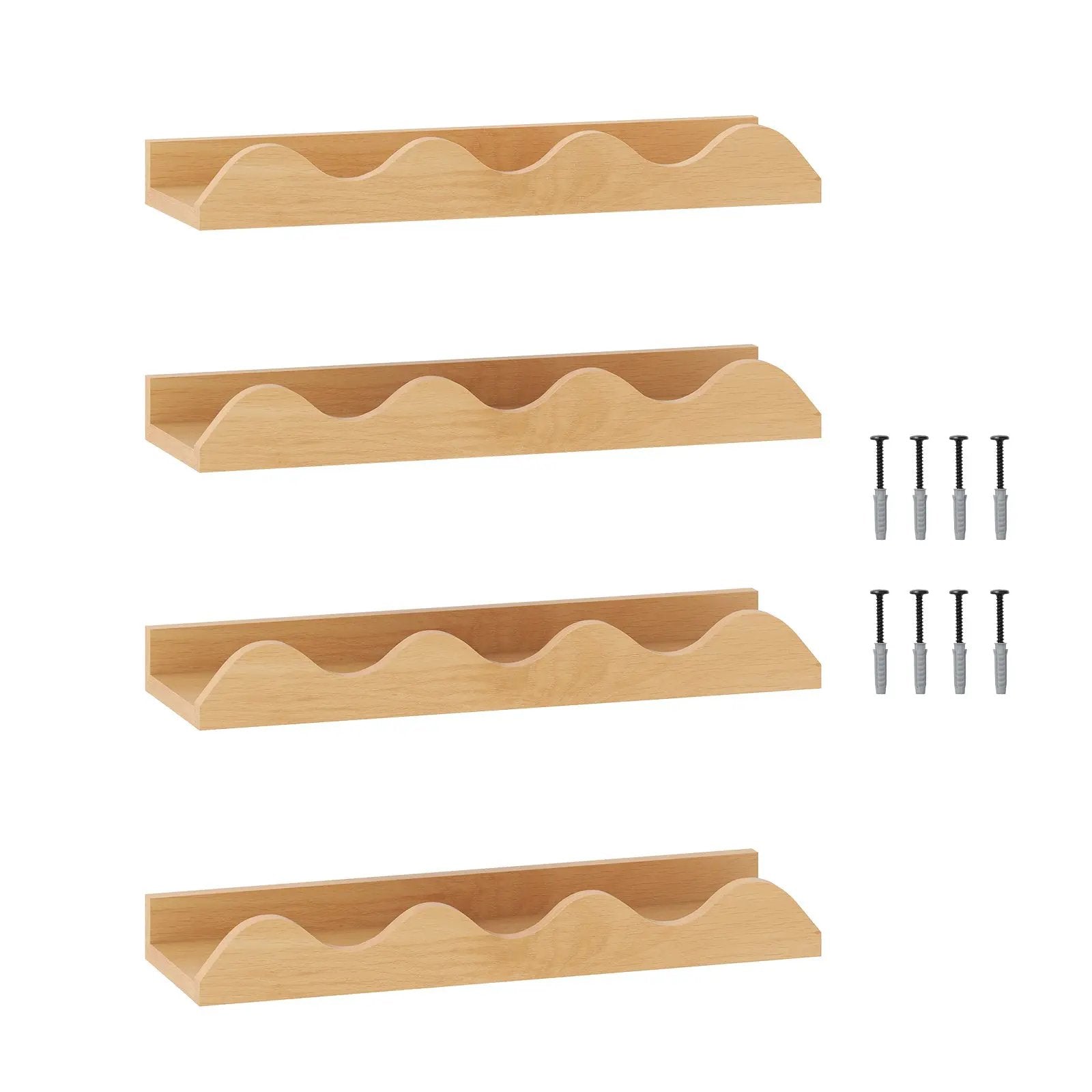 16 Inch Kids Bookshelf Set of 4 Floating Nursery Book Shelves for Decoration Book Toy Storage-Natural by DirectDeals