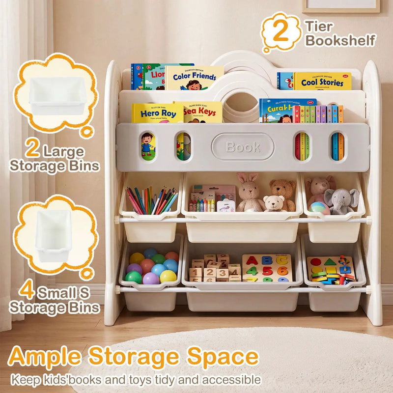 Kids Bookshelf and Toy Storage Organizer with 6 Bins by DirectDeals