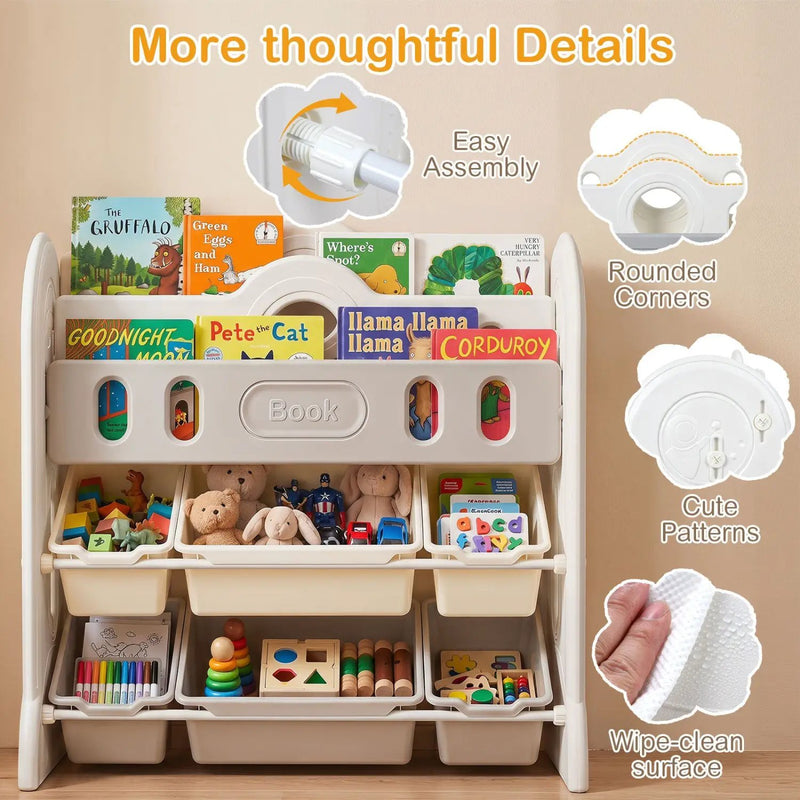 Kids Bookshelf and Toy Storage Organizer with 6 Bins by DirectDeals