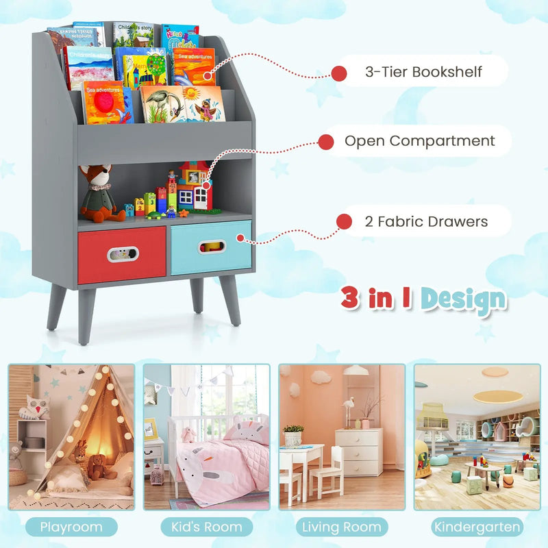 Kids Bookshelf with Open Compartment for Toddlers 3+ Years Old by DirectDeals