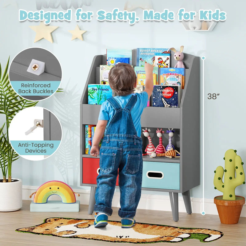 Kids Bookshelf with Open Compartment for Toddlers 3+ Years Old by DirectDeals