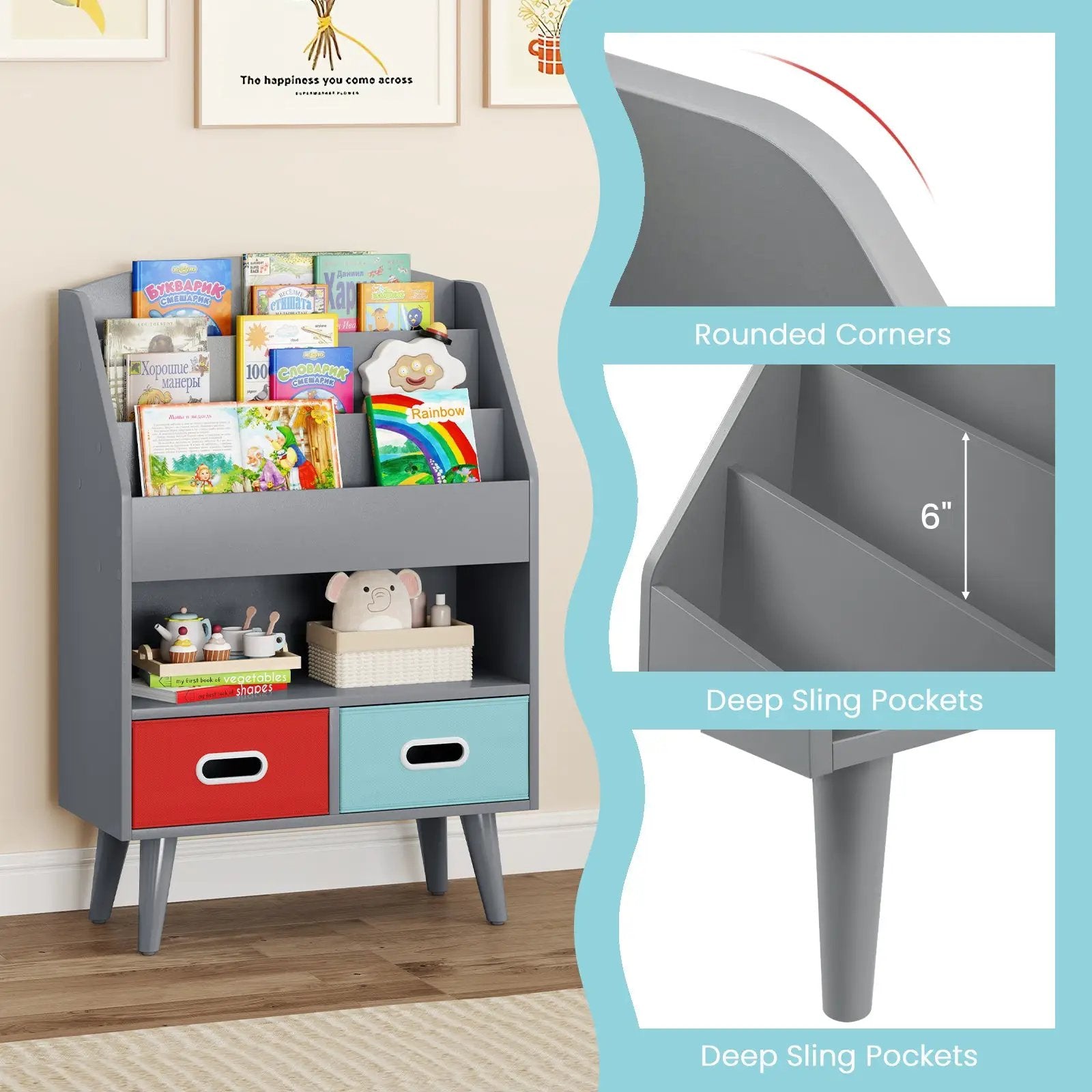 Kids Bookshelf with Open Compartment for Toddlers 3+ Years Old by DirectDeals