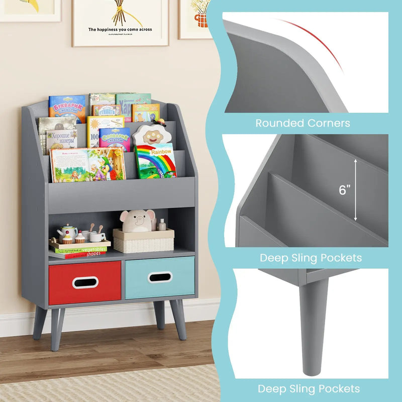 Kids Bookshelf with Open Compartment for Toddlers 3+ Years Old by DirectDeals