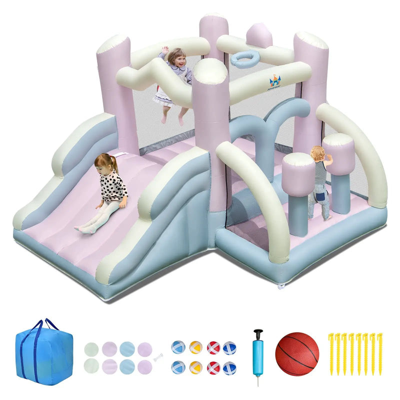 Kids Bounce House with Slide and 2 Boxing Columns for Party without Blower by DirectDeals