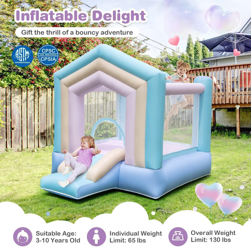 Kids Bounce House with Slide and Basketball Rim Bouncy Castle for Party with 480W Blower by DirectDeals