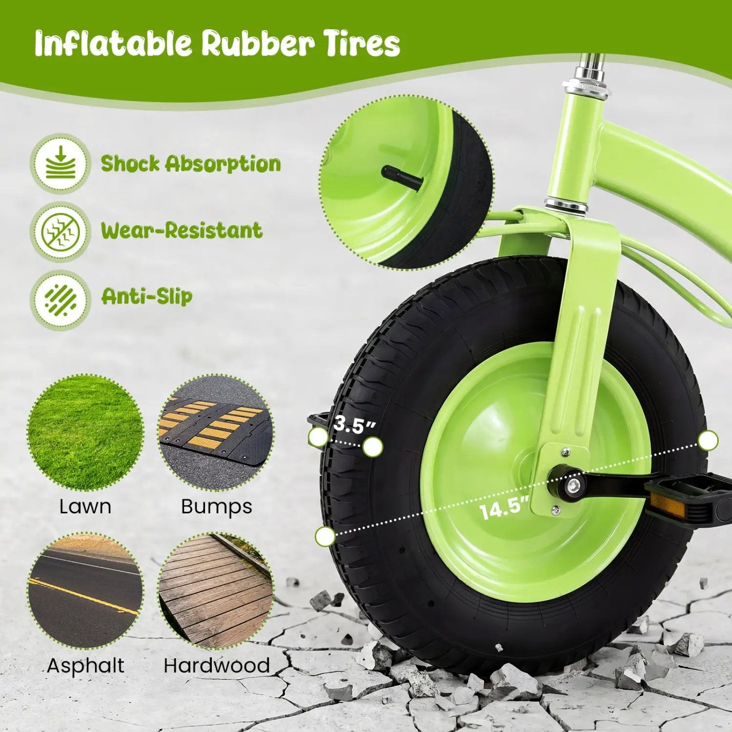 Kids Carbon Steel Bike with 15-Inch Inflatable Tires by DirectDeals