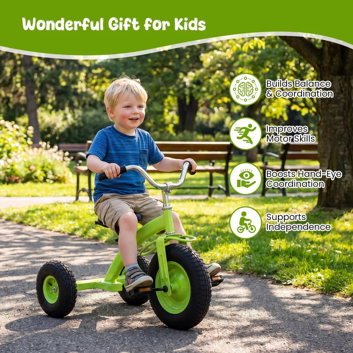 Kids Carbon Steel Bike with 15-Inch Inflatable Tires by DirectDeals