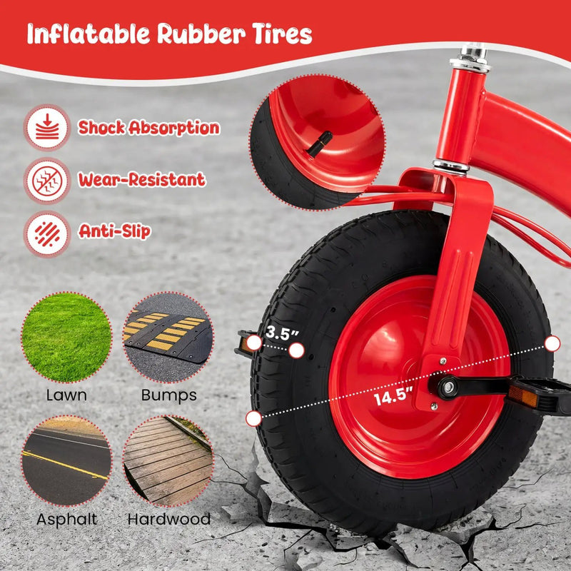 Kids Carbon Steel Bike with 15-Inch Inflatable Tires by DirectDeals