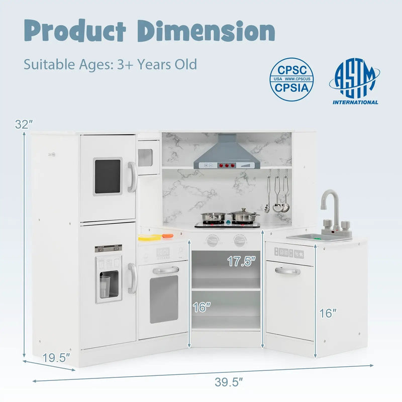 Kids Corner Pretend Kitchen Playset with Separated Washing Basin by DirectDeals