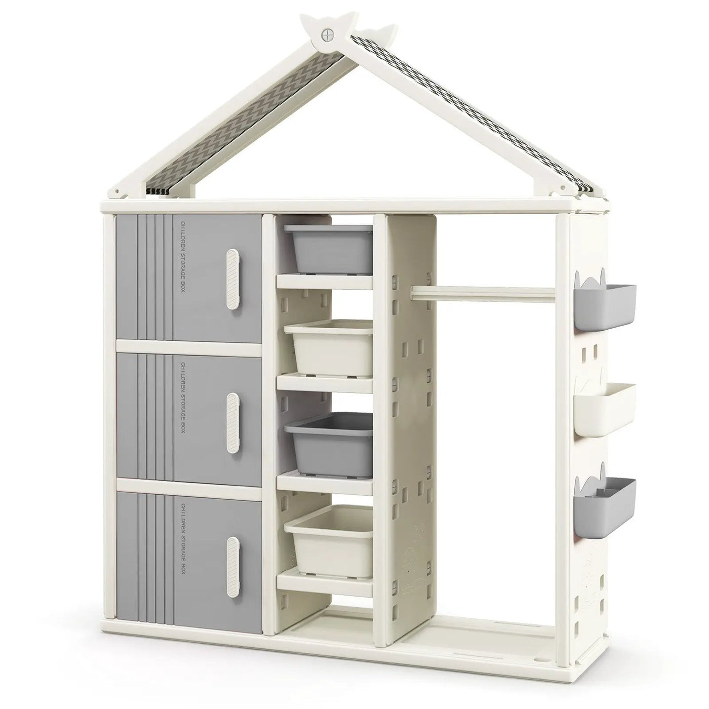 Kids Costume Storage Closet with Storage Bins and Shelves and Side Baskets for Kids Room by DirectDeals