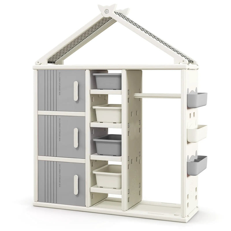Kids Costume Storage Closet with Storage Bins and Shelves and Side Baskets for Kids Room by DirectDeals