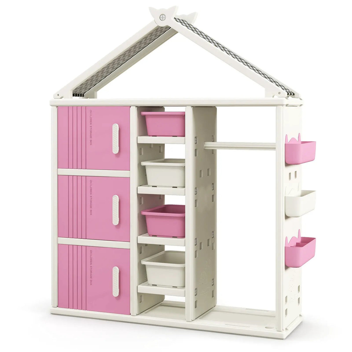 Kids Costume Storage Closet with Storage Bins and Shelves and Side Baskets for Kids Room by DirectDeals