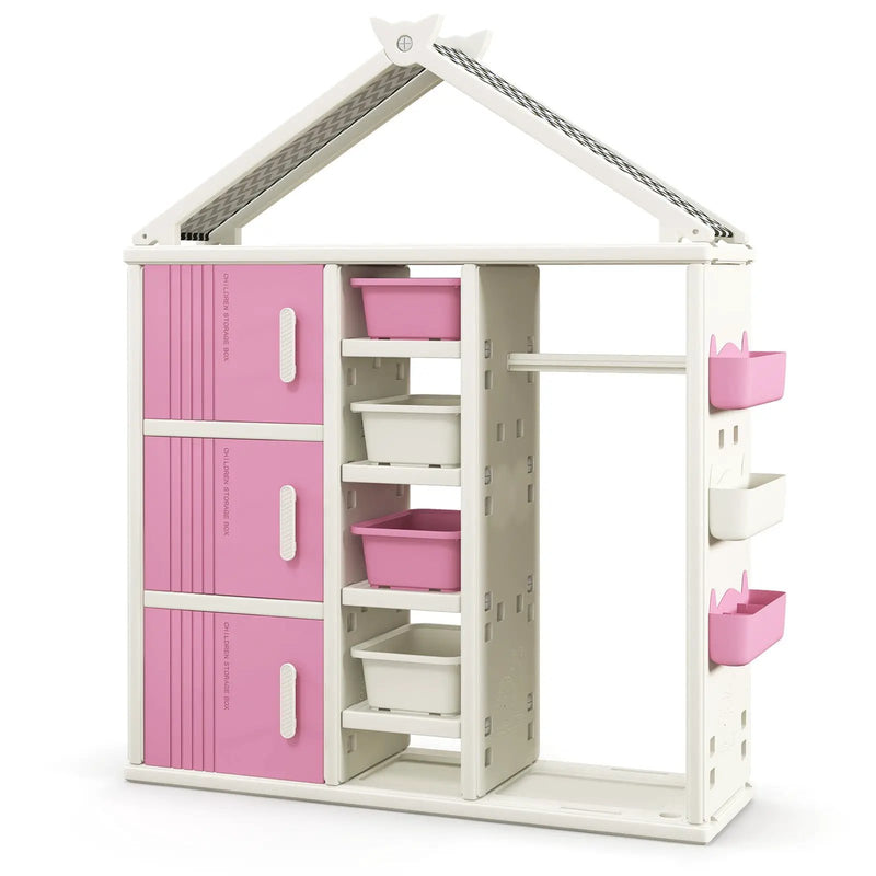 Kids Costume Storage Closet with Storage Bins and Shelves and Side Baskets for Kids Room by DirectDeals