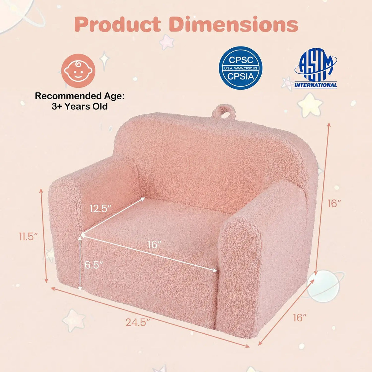 Kids Couch Portable Toddler Sofa with Anti-slip Base by DirectDeals