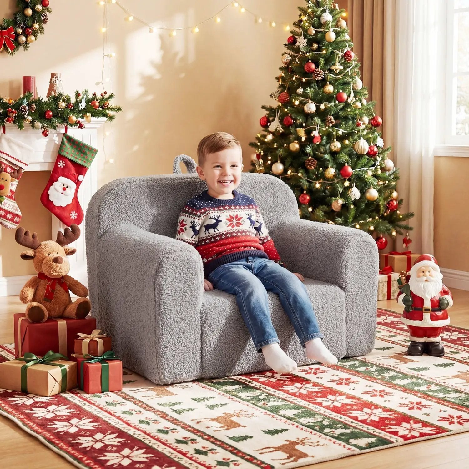 Kids Couch Portable Toddler Sofa with Anti-slip Base by DirectDeals
